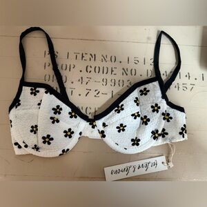 For Love And Lemons Black and White Flower Bra XS NWT